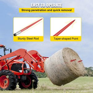 Coppia di Forche per Fieno da 43 Pollici con Attacco Rapido, per Balle Quadrate, Capacità 3000 Libbre, Punta per Balle da 1 3/4 Pollici, Rivestimento Rosso, Nuove Condizioni - Product Image 3