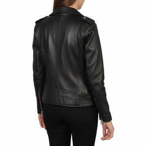 Veste en cuir de motard Leathertex en cuir de vache pleine fleur à col montant et manches longues pour l'automne - Product Image 3