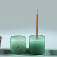 Porta Incienso de Cristal Natural en Forma de Cubo, Base de Piedras Preciosas Pulimentadas, Forma Cuadrada para Decoración del Hogar, Feng Shui, Meditación, Yoga