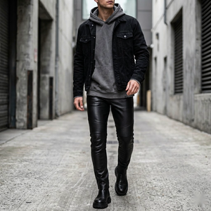 <b>Men's</b> Leather <b>Pants</b> Custom Regular Fit – High Quality Breathable Canvas Fabric Fashionable Casual - Product Image 3