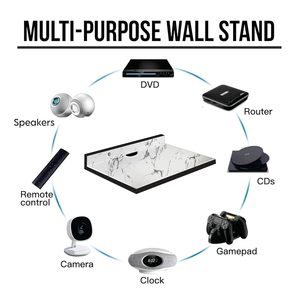 Support de montage pour boîtier en bois d'ingénierie |   Support mural pour décodeur, étagère murale pour la maison, pour fixer des enceintes, un routeur Wi-Fi (blanc) - Product Image 2