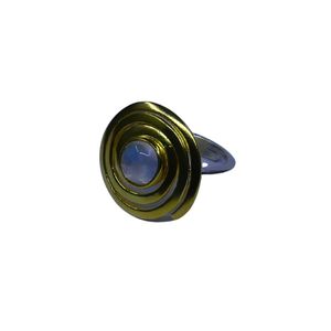 Wedding Wear 925 Sterling Silver Gold Plated Jewelry White <b>Rainbow</b> Moonstone Women Wear Classic Ring - Product Image 2