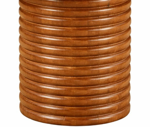 Table basse ronde en bois de manguier de 60 cm avec piétement cylindrique à motif empilé, nouvelle collection pour salon. - Product Image 3