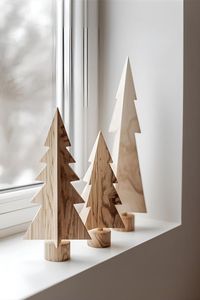 Décoration de Noël en bois écologique avec lumières LED blanc chaud, cônes de pin, artisanat, style moderne pour table d'intérieur - Product Image 2