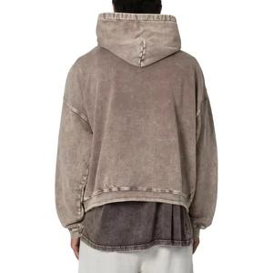 Custom Distressed <b>Zip</b> Hoodie 100% Cotton Sun Faded Acid Washed Print Vintage Regular Fit Autumn OEM Size - Product Image 6