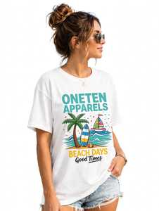 เสื้อยืดผู้หญิงฤดูร้อน ONE TEN Apparels สีกรมท่า ผ้าฝ้ายนุ่ม สวมใส่สบาย แขนสั้น ระบายอากาศได้ดี คุณภาพสูง รับสกรีนโลโก้ตามแบบ - Product Image 3