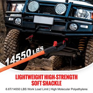 Grillo Sintetico Morbido 1/2'' x 22'' con Resistenza alla Rottura di 44092 Libbre (20 Tonnellate) per Recupero e Traino, 2 Manicotti Extra (2) - Product Image 3