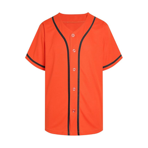 Camiseta de Béisbol Naranja de Moda, Manga Corta, Cierre de Botones, Color Sólido, Transpirable, de Poliéster, Ropa Deportiva para Adultos - Product Image 1
