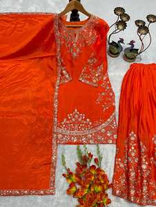 Salwar Kameez Bordado con Dupatta para Mujer |   Traje Palazzo de Estilo Pakistaní para Fiestas |   Conjunto de Traje Étnico con Bordado Intenso - Product Image 4