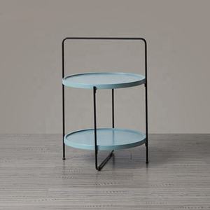 Table basse ronde en métal moderne de luxe avec double rangement meubles de salon portables de couleur variable - Product Image 4