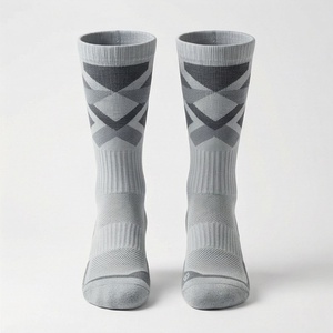 Athletic Knee High <b>Socks</b> Geometric Pattern Breathable <b>Running</b> <b>Socks</b> for Adults Spring Season Standard Thickness Knitted Design - Product Image 1
