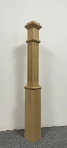 Modern White Oak 4091F Newel Box <b>Fluted</b> Detail Traditional Design Solid Wood Custom Adjustable Stair Parts EFS Thanh Nghia - Product Image 3
