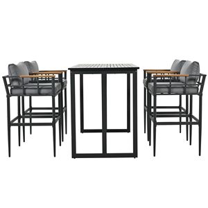 Set da Pranzo per Esterni con Braccioli in Acciaio e Legno di Acacia per Patio, Balcone o Giardino - Product Image 3