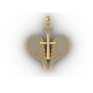 เครื่องประดับหรูหราทันสมัยสั่งทำพิเศษ ทองคำแท้ 10K จี้รูปปีกนางฟ้าประดับมอสซาไนต์ ของขวัญทางศาสนาสำหรับทุกเพศ  จี้ห้อยคอแบบสั่งทำพิเศษ - Product Image 1