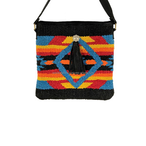 Bolso de mano de estilo bohemio de algodón/acrílico de calidad superior, diseño del Suroeste, manta de sillín, borla, parte superior geométrica con cremallera - Product Image 4