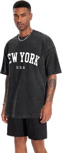 T-shirt Homme Américain à Manches Courtes 100% Coton Coupe Oversize Col Rond Décontracté Streetwear Écologique Respirant Logo Avant - Product Image 3