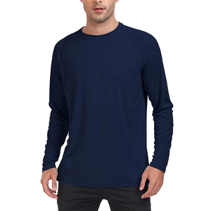 Men's Solid <b>Navy</b> Blue <b>Long</b> <b>Sleeve</b> Raglan <b>T</b>-<b>Shirt</b> Crew Neck Pullover Fishing Top - Product Image 1