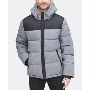 Veste matelassée à capuche surdimensionnée pour hommes imprimé de logo personnalisé manteau d'hiver décontracté coupe-vent à col montant avec fermeture à glissière bulle vierge - Product Image 4