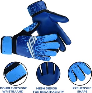 Football Goalkeeper Gloves PU <b>Full</b> Finger Non <b>Slip</b> Breathable Adjustable Wrist Strap Hook Loop Closure Unisex Silicone Printing - Product Image 3