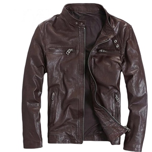 Chaqueta de Otoño para Hombre, de Cuero Genuino, Corte Ajustado, Estilo Vintage, Transpirable, con Hilos Finos - Product Image 4