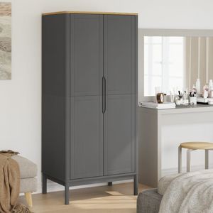 Armoire en bois de pin gris massif 30,3 x 20,9 x 67,3 pouces - Product Image 1