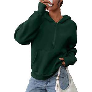 Sweat-shirt court à demi-zip pour femme, manches longues, coupe oversize, hiver, 100% coton, écoresponsable, mode Y2K, ODM - Product Image 1