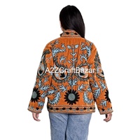 Jaket musim dingin pendek wanita penjualan terbaik buatan tangan Suzani bordir beludru quilt ukuran bebas XL mantel katun