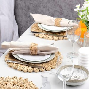 Vente en gros 2026 – Set de table/sous-plat imperméable à motif floral pour la décoration de salle à manger, de fêtes et d'occasions, fabriqué à 100 % en jonc de mer, écologique - Product Image 2