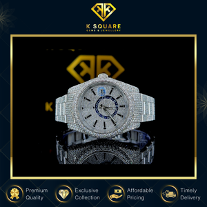 Montre de qualité supérieure à mouvement automatique à quartz, résistante à l'eau, VVS, unisexe, en acier inoxydable, verre saphir, diamant moissanite - Product Image 3