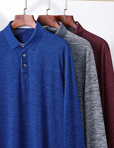 Camiseta Polo Premium de Manga Larga para Hombre, Tejido de Poliéster Transpirable, Absorbente de Humedad, Cómoda para Uso Diario, Camisetas Polo para Hombre - Product Image 3
