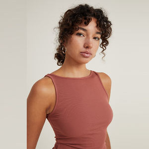 Camisetas sin Mangas para Mujer, Diseño Personalizado OEM, Ajustadas, de Verano, 100% Algodón Elástico, Ligeras y a la Moda, Gran Venta - Product Image 4