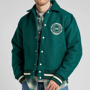 Demand The Impossible Embroidered Varsity Jacket Men's Black Letterman Jacket with Zipper Closure and Striped Trim - Product Image 1