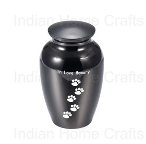 Urna Conmemorativa Moderna de Metal Negro para Cenizas de Mascotas, con Capacidad de 220 Pulgadas Cúbicas, Recuerdo con Huella de Pata, Artesanía India - Product Image 4