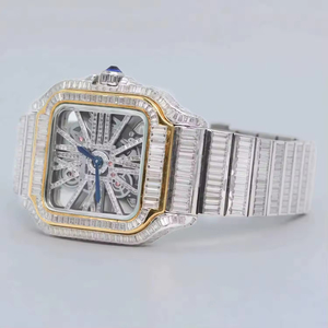 Nouvelle montre unisexe en acier inoxydable, quartz, classique, mode, luxe, diamants taille baguette, moissanite, 41 mm, résistante à l'eau 10 bars - Product Image 2
