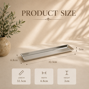 Premium Stainless Steel <b>Rectangular</b> Serving <b>Tray</b> Set Premium <b>Mirror</b> Finish Modern Display Platter Durable Dining Organizer - Product Image 2