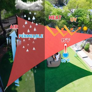 Tenda Parasole Triangolare in HDPE Rosso Scarlatto 3,6x3,6x3,6m Anti-UV per Esterni, Patio, Giardino, Spiaggia - Product Image 5