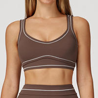 Top Deportivo de Dos Tonos para Mujer, Ropa Deportiva Activa, con Soporte de Impacto, Nuevo, Talla Grande, Top de Gimnasio, Sujetador Deportivo de Nailon