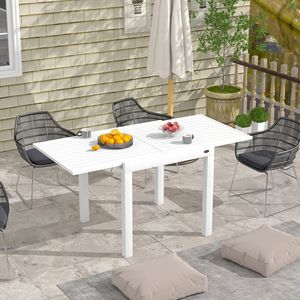 Tavolo da Patio Bianco Leggero ed Espandibile per 4-6 Persone, Moderno Tavolo da Pranzo per Esterni su Giardino, Prato, Balcone, Terrazza con Telaio in Alluminio - Product Image 2