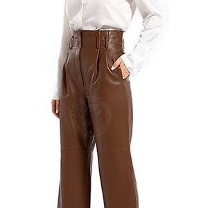 Pantalones de cuero al por mayor con MOQ bajo para mujer, pantalones de cuero de diseño moderno hechos a medida para la venta - Product Image 6