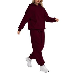 Conjunto Deportivo de 2 Piezas para Mujer, Sudadera Holgada de Felpa Cómoda, Pantalones Deportivos con Puños Acanalados, Grueso, 480 GSM, 100% Algodón - Product Image 2