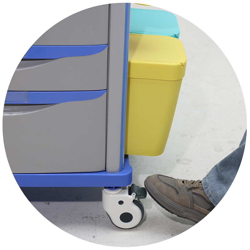 MN-EC001 Hospital Furniture ABS Emergency Trolley Cart with IV pole