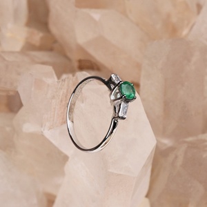 Wholesale 925 Solid Sterling <b>Silver</b> Natural <b>Emerald</b> Baguette Cubic Zirconia Three Stone <b>Ring</b> Fine Jewelry Memoria Jewels - Product Image 3