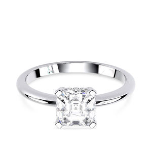 Anillo de Compromiso y Boda Solitario de Diamante Cultivado en Laboratorio, Corte Asscher, Oro de 10K en Dos Tonos, Certificado IGI, Chapado en Rodio, 1.5 CT, Cuatro Puntas - Product Image 1