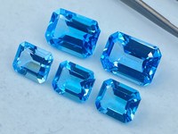 Topacio Azul Cielo Natural Calentado, Forma Octogonal Facetada, Gema Suelta, Excelente Calidad Rara, Juego de Colores, Tamaños Surtidos 4x2mm 18x13mm