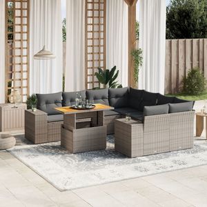 Set Divano da Giardino in Rattan Grigio 6 Posti con Cuscini, Arredamento da Esterno dal Design Contemporaneo - Product Image 1