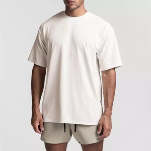 เสื้อยืดคอกลมแขนสั้นสำหรับผู้ชาย, เสื้อยืดผ้าฝ้าย100% กล้ามเนื้อพอดีตัวระบายอากาศไม่ยับไม่ยับ - Product Image 1