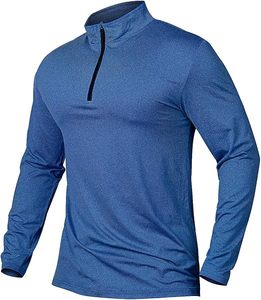 Camisetas deportivas de manga larga para hombre, sudadera con media cremallera, tops transpirables para fitness, jogging, entrenamiento y running, camisetas de compresión. - Product Image 1