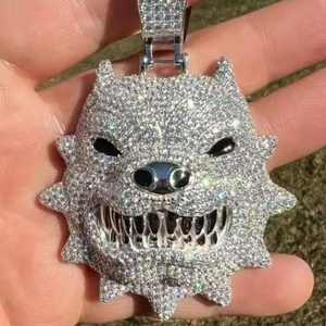 Pendentif Pitbull Furieux en Moissanite VVS, Argent Sterling 925, Bijoux Hip-Hop, Breloques, Cadeau pour Elle - Product Image 1