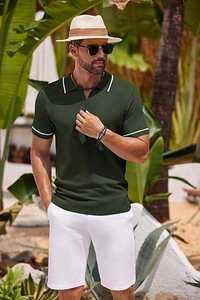 Camiseta Polo de Manga Corta para Hombre, Estilo Moderno, Diseño de Moda Urbana, Cuello Polo, Camiseta Polo Informal de Negocios para Hombre - Product Image 2