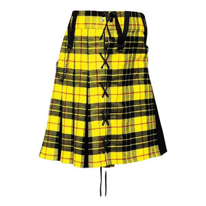 กางเกงกีฬาสก็อตแบบจีบยี่ห้อ Modern Macleod of Lewis รุ่น Hybrid Kilt สีเหลืองดำลายทาร์ทัน สำหรับเด็กผู้หญิง มีกระเป๋า - Product Image 4